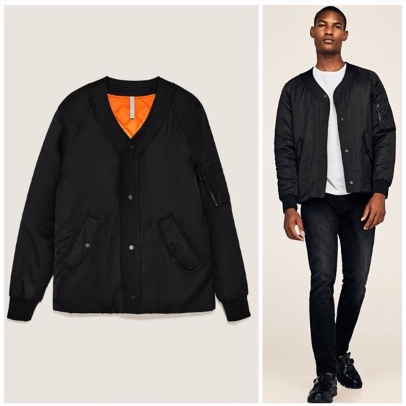 zara man black bomber jacket